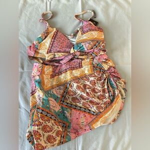 Pink patchwork paisley bandana print 
Two-Piece Wrap Bikini Set NIP